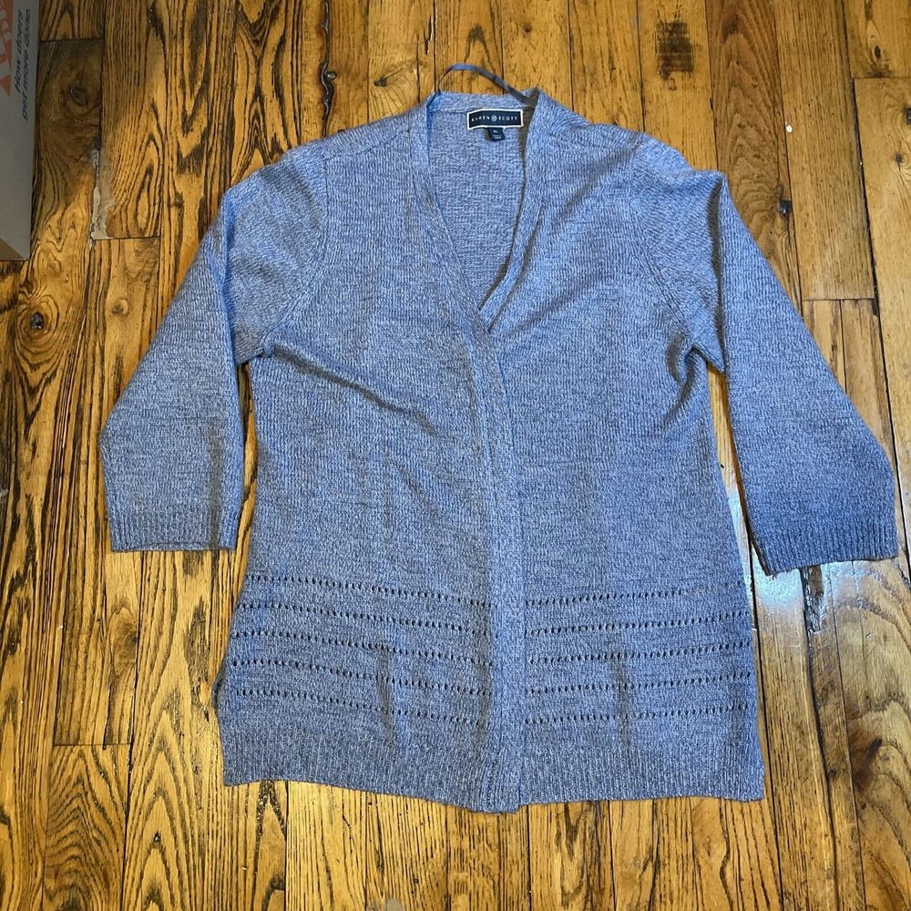 Karen Scott XL Blue Cardigan Sweater